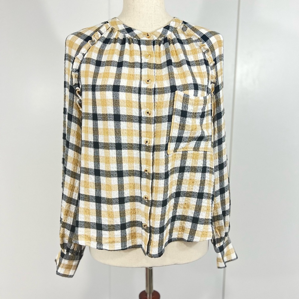 Pilcro MP Long Sleeve Checkered Button Down Blouse